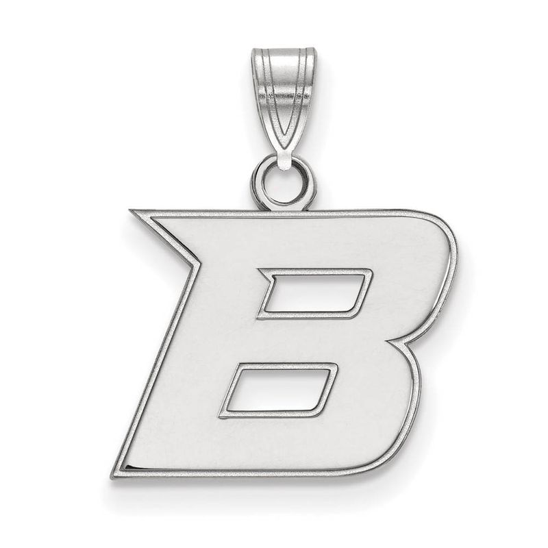 10k White Gold Boise State Small Initial B Pendant